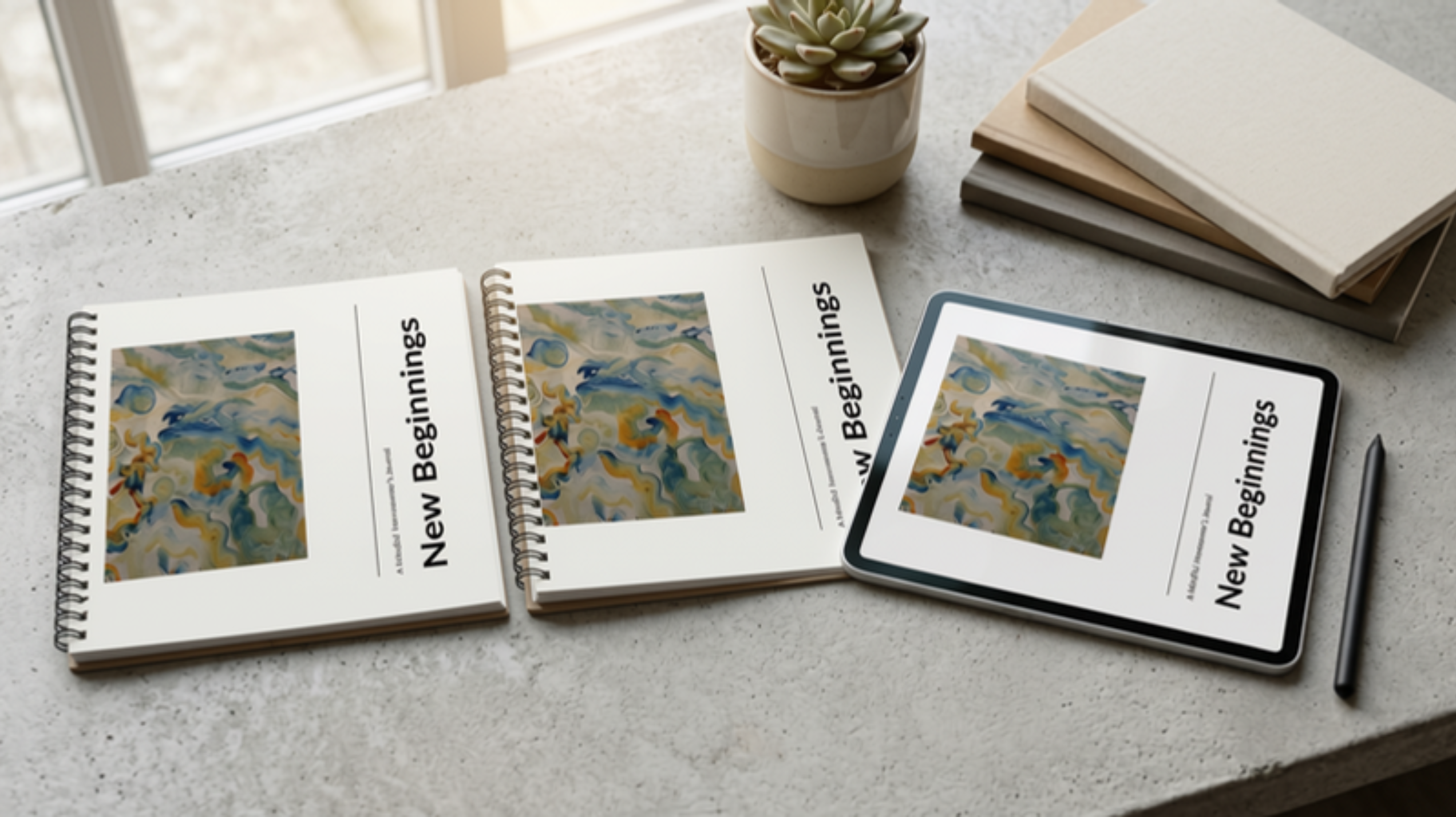 New Beginnings journal shown in print and digital editions