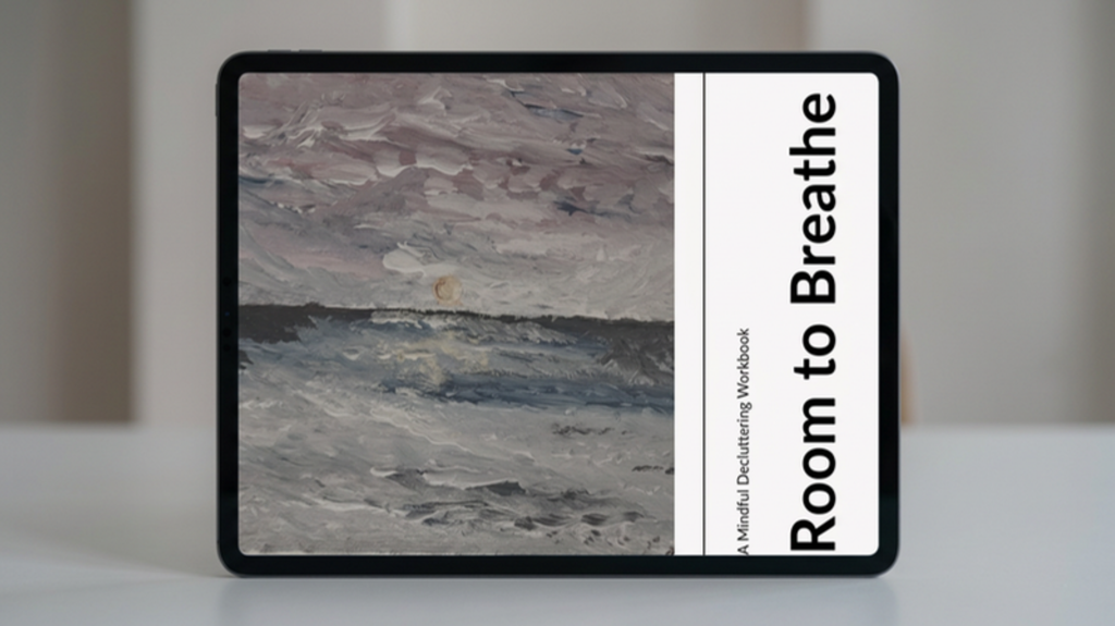 Room to Breathe workbook cover shown on a tablet