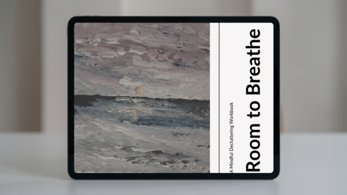 Room to Breathe workbook cover shown on a tablet