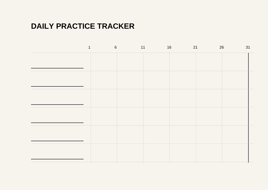 Room to Breathe - Daily Practice Tracker page
